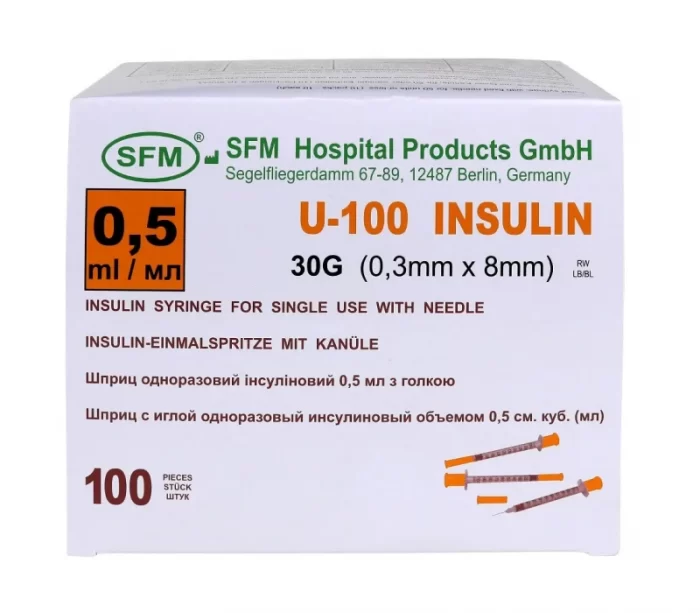 фото 1 шприц инсулиновый U-100 SFM 0,5 мл / 30G
