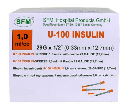 фото шприц инсулиновый U-100 SFM 1 мл / 29G