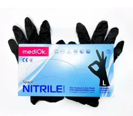 Фото рукавички нітрілові MediOk оглядові чорні S