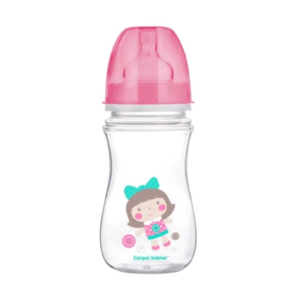 пляшка пластик антиколікова з широким отвором Canpol babies easystart 240мл рожевий 1